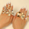 Women's Alloy Metal Geometric Style Ring With Flower Pattern And Electroplating