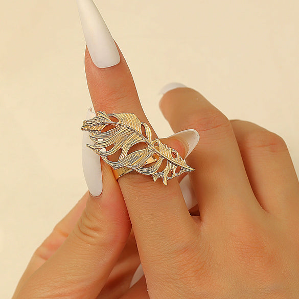 Women's Alloy Metal Geometric Style Ring With Flower Pattern And Electroplating