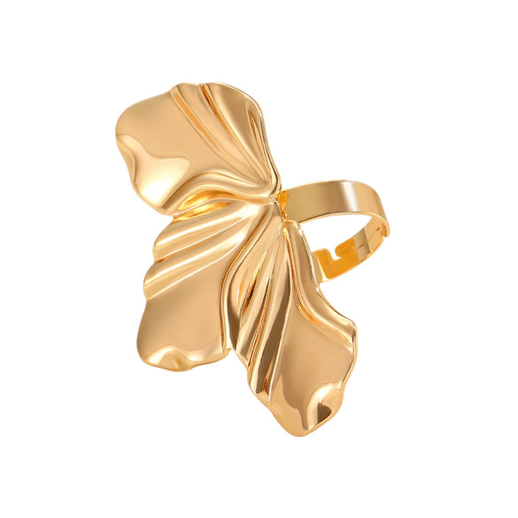 Women's Alloy Metal Geometric Style Ring With Flower Pattern And Electroplating