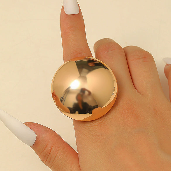 Women's Alloy Metal Geometric Style Ring With Flower Pattern And Electroplating