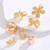 Women's Alloy Metal Geometric Style Ring With Flower Pattern And Electroplating