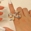 Women's Alloy Metal Geometric Style Ring With Flower Pattern And Electroplating