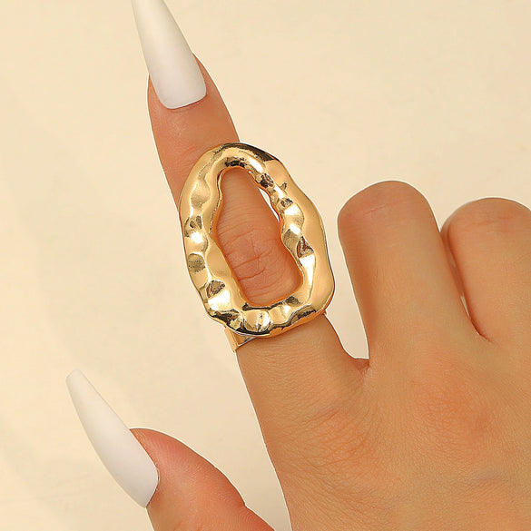 Women's Alloy Metal Geometric Style Ring With Flower Pattern And Electroplating