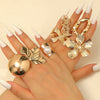 Women's Alloy Metal Geometric Style Ring With Flower Pattern And Electroplating