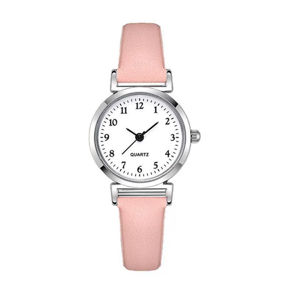 Women's Alloy Mineral Reinforced Glass Mirror Imitation Leather Strap Round Quartz Watch