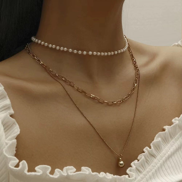 Women's Alloy Multilayer Gold Chain Necklace Geometric Punk Hip Hop Style Electroplated