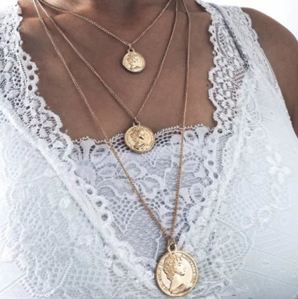 Women's Alloy Multilayer Gold Chain Necklace Geometric Punk Hip Hop Style Electroplated