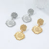 Women's Alloy Multilayer Sun Flower Pendant Earrings Electroplated Old Style