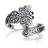 Women's Alloy Open Adjustable Ring With Butterfly Relief Animal Zodiac And Flower Geometric Patterns Electroplated