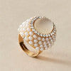 Women's Alloy Open Finger Ring With Pearl And Cat Eye Geometric Design Electroplated Fashion Jewelry