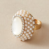 Women's Alloy Open Finger Ring With Pearl And Cat Eye Geometric Design Electroplated Fashion Jewelry