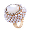 Women's Alloy Open Finger Ring With Pearl And Cat Eye Geometric Design Electroplated Fashion Jewelry