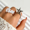 Women's Alloy Open Finger Ring With Three Dimensional Star Heart Geometric Letter Patterns And Electroplating Treatment