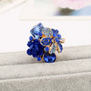 Women’s Alloy Open Ring With Colorful Crystal Gemstone And Resin Flower Design Natural Fashion Jewelry