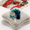 Women’s Alloy Open Ring With Colorful Crystal Gemstone And Resin Flower Design Natural Fashion Jewelry