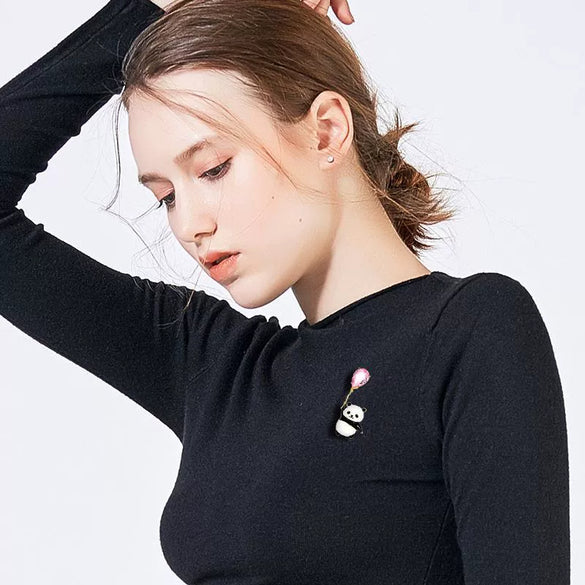 Women's Alloy Panda Balloon Brooch With Electroplating Treatment