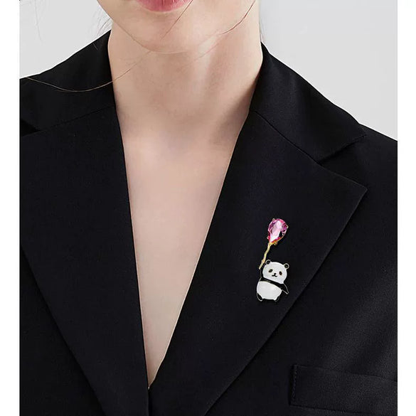 Women's Alloy Panda Balloon Brooch With Electroplating Treatment