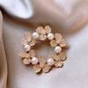 Women's Alloy Pearl Brooch With Electroplating And Natural Plant Flowers Design Highend Clothes Accessory