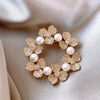 Women's Alloy Pearl Brooch With Natural Flower Design And Electroplating Process