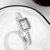 Women's Alloy Pearl Chain Watch With Rectangle Dial And Rose Gold Buckle