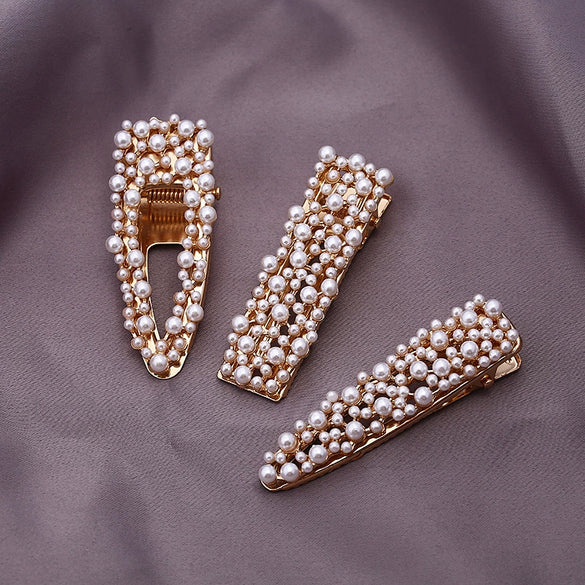 Women's Alloy Pearl Duckbill Clip Minimalist Geometric Style Electroplated