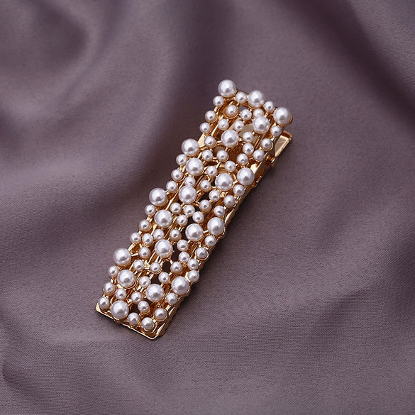 Women's Alloy Pearl Duckbill Clip Minimalist Geometric Style Electroplated