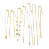 Women’s Alloy Pearl Embellished Cross Pendant Necklace With Tassel Layered Geometric Chain And Electroplated Finish