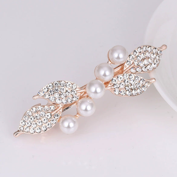 Women's Alloy Pearl Flower Hairpin With Rhinestone Electroplated Ponytail Clip Hair Accessories
