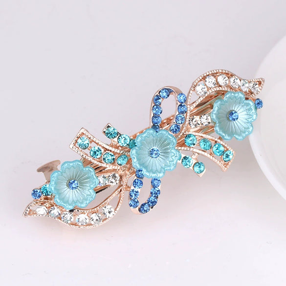 Women's Alloy Pearl Flower Hairpin With Rhinestone Electroplated Ponytail Clip Hair Accessories