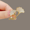 Women's Alloy Pearl Ginkgo Leaf Antilight Electroplated Brooch For Suit And Coat Accessories