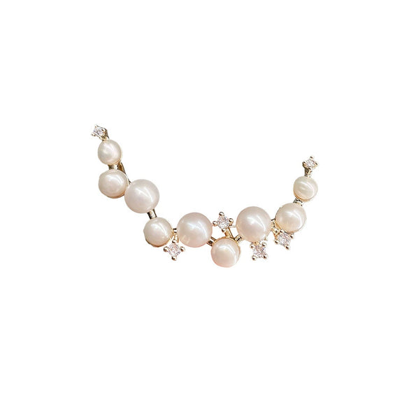 Women's Alloy Pearl Meniscus Flower Brooch With Electroplating And Antislip Buckle Pin Accessories