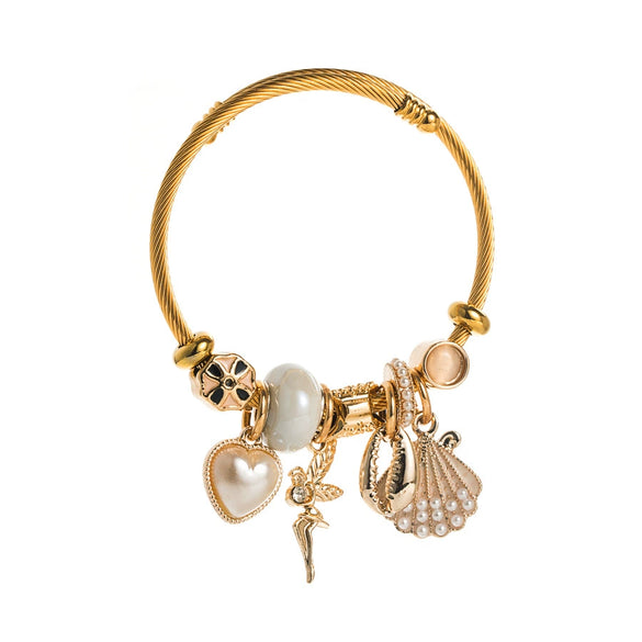 Women's Alloy Pearl Shell Heart Style Electroplated Bracelet