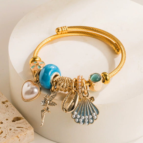 Women's Alloy Pearl Shell Heart Style Electroplated Bracelet