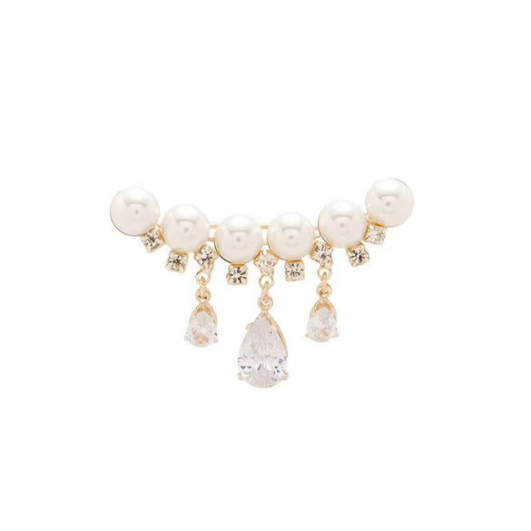 Women's Alloy Pearl Tassel Water Drop Zircon Brooch Electroplated