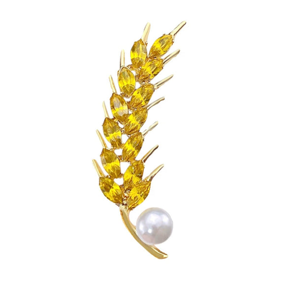 Women's Alloy Pearl Wheat Ear Flower Style Electroplated Brooch