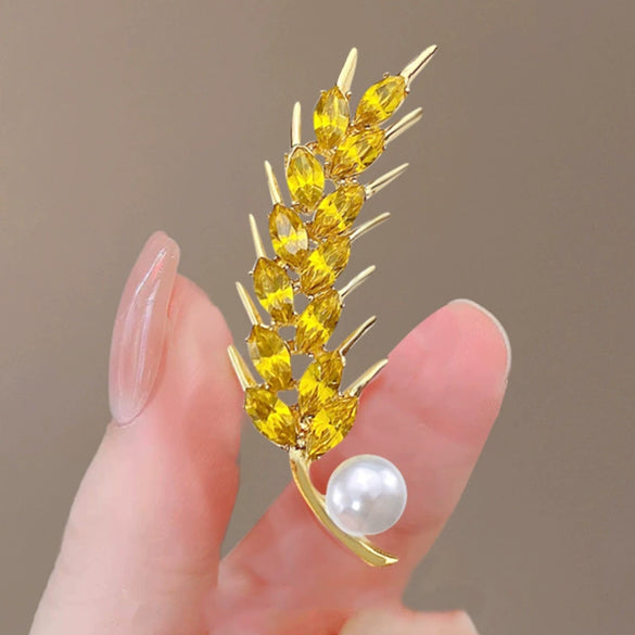 Women's Alloy Pearl Wheat Ear Flower Style Electroplated Brooch