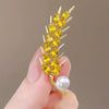 Women's Alloy Pearl Wheat Ear Flower Style Electroplated Brooch