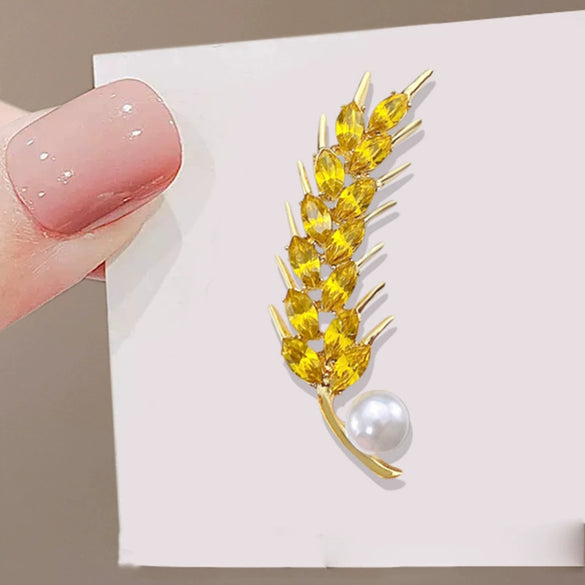 Women's Alloy Pearl Wheat Ear Flower Style Electroplated Brooch