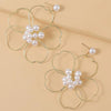 Women's Alloy Pearl Woven Big Flower Handwrapped Electroplated Earrings Jewelry