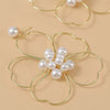 Women's Alloy Pearl Woven Big Flower Handwrapped Electroplated Earrings Jewelry