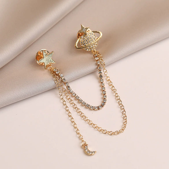Women's Alloy Planetshaped Star Chain Brooch With Electroplating And Minimalist Style