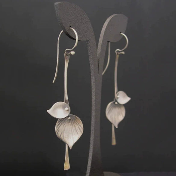 Women's Alloy Plant Leaf And Flower Earrings With Electroplating Treatment