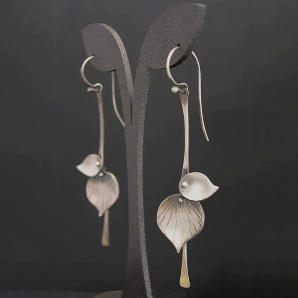 Women's Alloy Plant Leaf And Flower Earrings With Electroplating Treatment