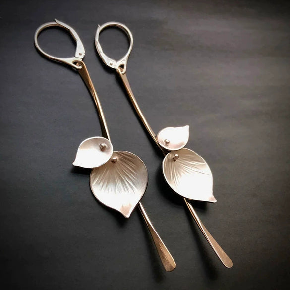 Women's Alloy Plant Leaf And Flower Earrings With Electroplating Treatment