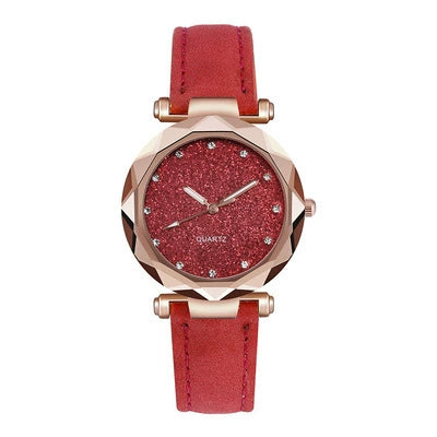 Women's Alloy Pu Belt Round Dial Starry Sky Leisure Fashion Casual Watch