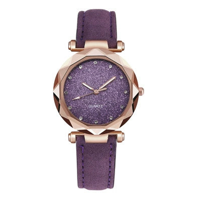 Women's Alloy Pu Belt Round Dial Starry Sky Leisure Fashion Casual Watch