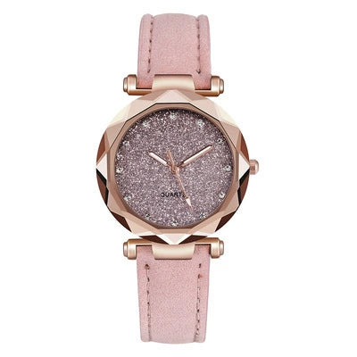Women's Alloy Pu Belt Round Dial Starry Sky Leisure Fashion Casual Watch