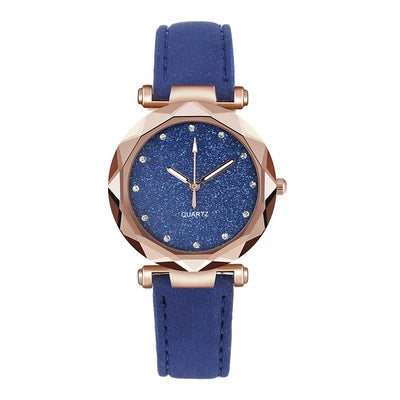 Women's Alloy Pu Belt Round Dial Starry Sky Leisure Fashion Casual Watch