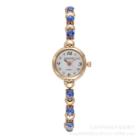 Women's Alloy Pu Bracelet Watch With Spiral Crown Pin Buckle And Round Dial