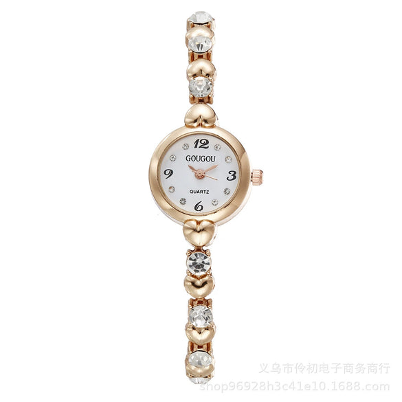 Women's Alloy Pu Bracelet Watch With Spiral Crown Pin Buckle And Round Dial